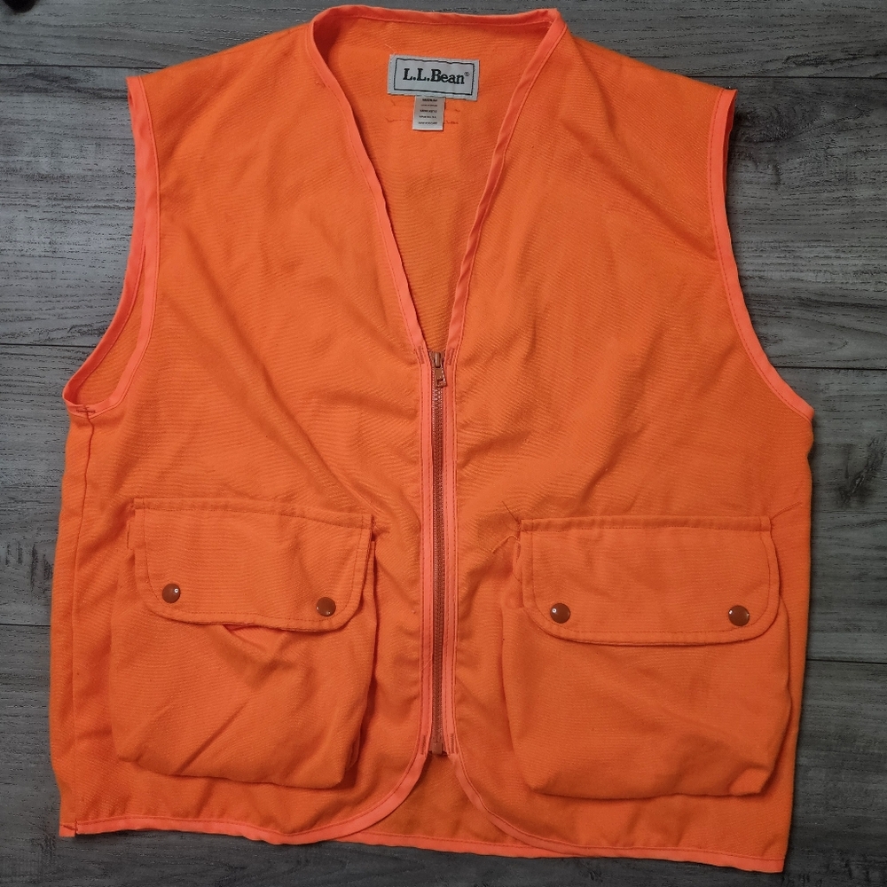 LL Bean Blaze Orange Hunting vest pockets size medium
